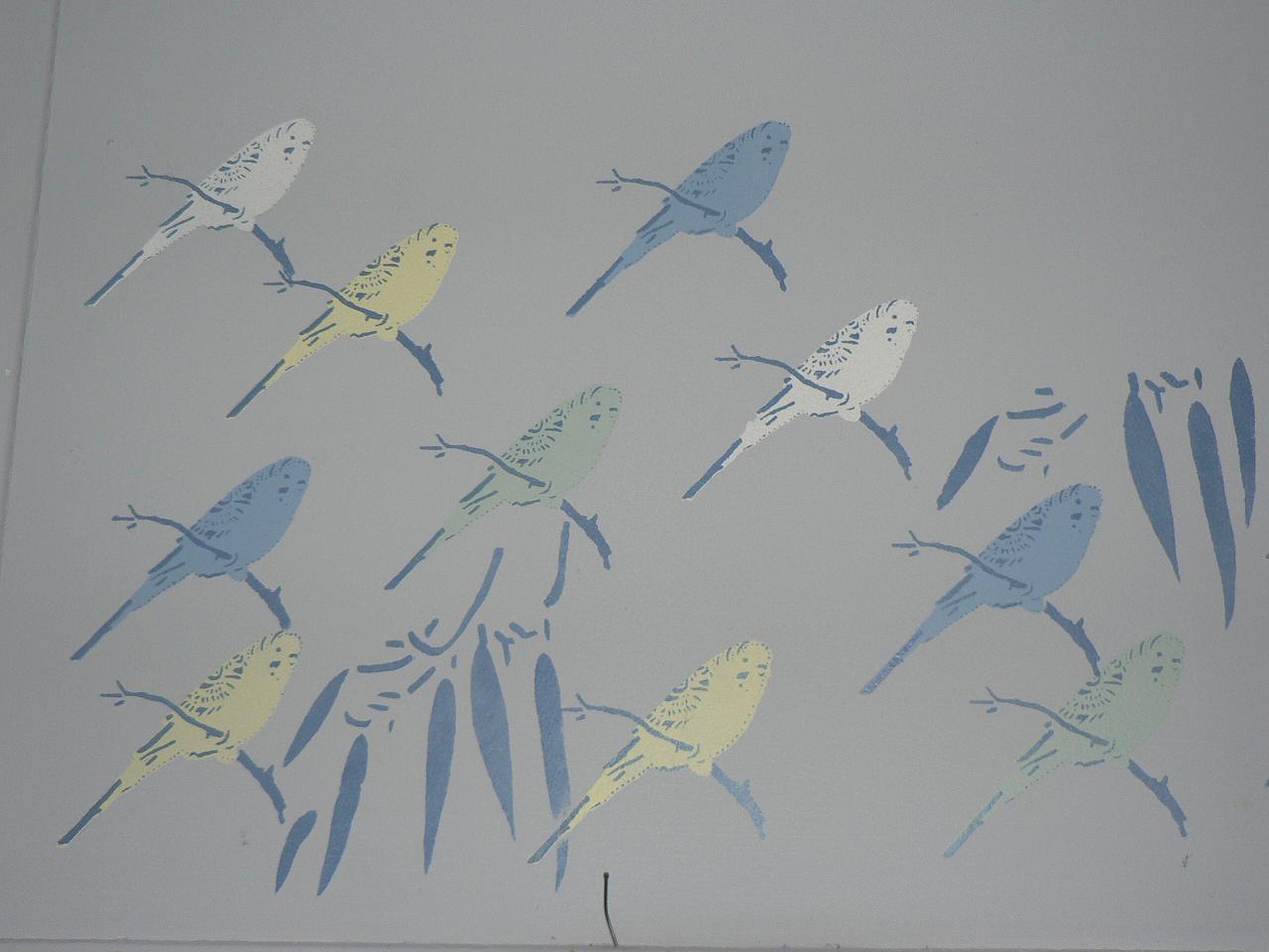 Budgies on the wall